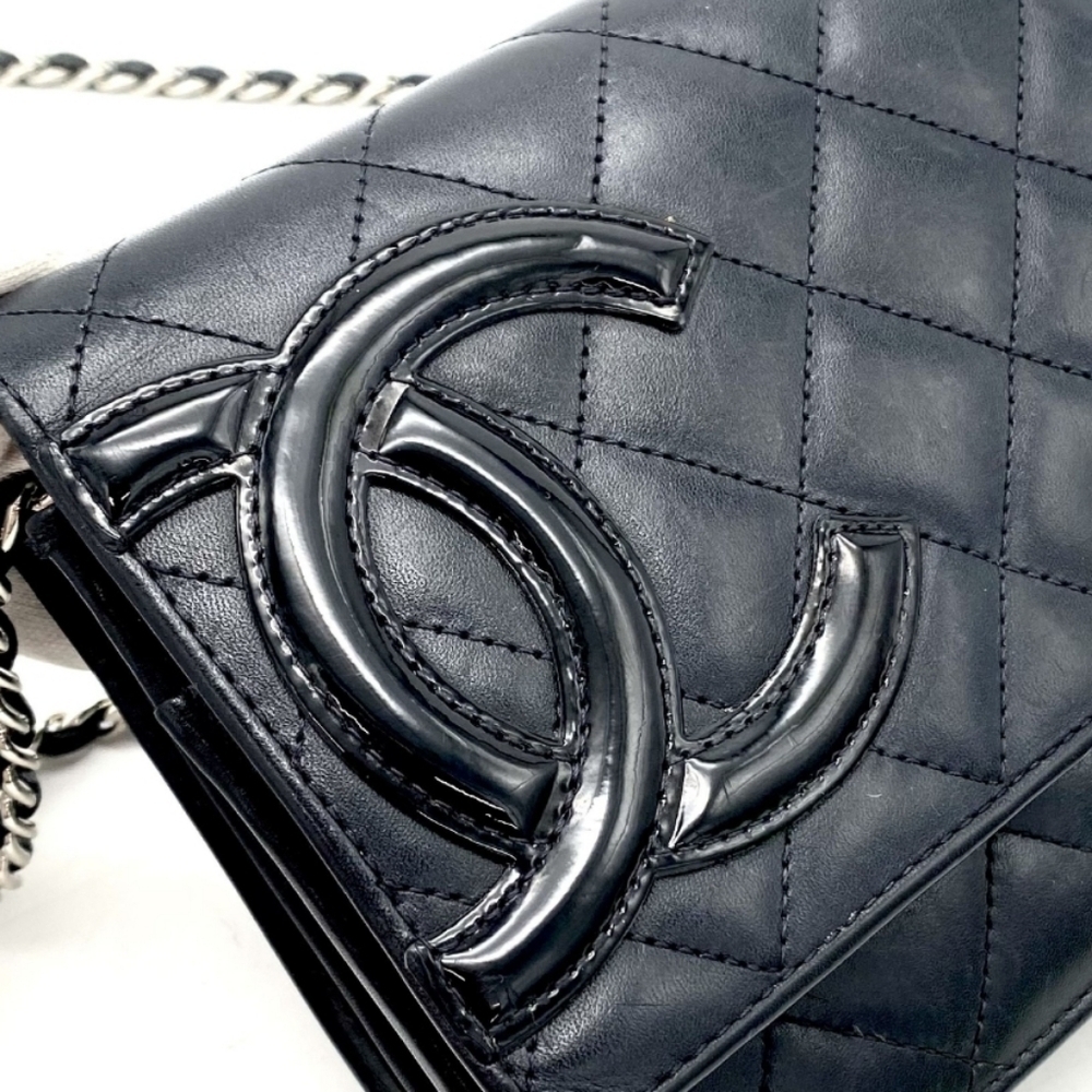 Authentic Chanel Quilted Cambon Coco Mark Leather Chain Wallet Shoulder Bag - Picture 7 of 11